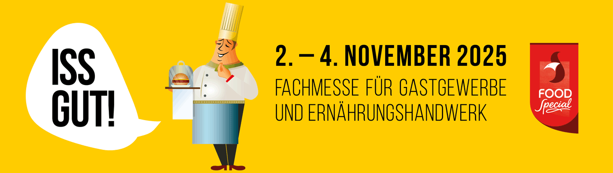 Kopfgrafik ISS GUT! Fachmesse für Gastgewerbe und Ernährungshandwerk 2. bis 4. November 2025